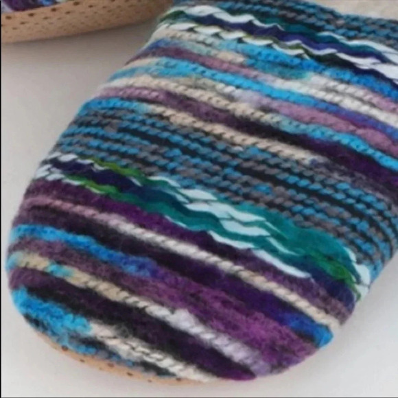 Boho Handwoven Sherpa Slippers | Cozy Knit House Shoes - Picture 3 of 3